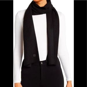 NWT! ALLSAINTS  Black Ribbed Knit Women's Scarf Wool Blend 86"x10" MSRP $149 